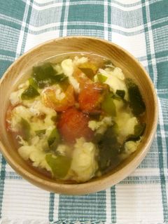 ミニトマトとたまごのピリ辛スープ-レシピのメイン写真