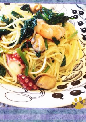 海のストックでペペロンチーノパスタ-レシピのメイン写真
