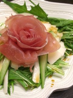水菜と長芋の和風ピリ辛お花サラダ-レシピのメイン写真