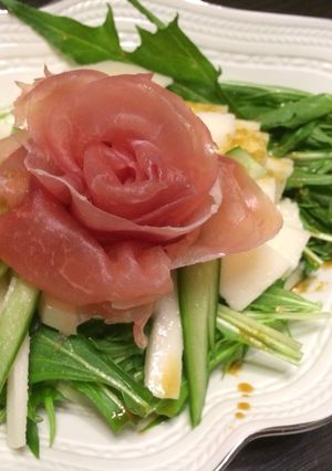水菜と長芋の和風ピリ辛お花サラダ-レシピのメイン写真
