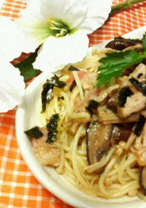 ベーコンときのこの☆バター麺つゆパスタ♪-レシピのメイン写真