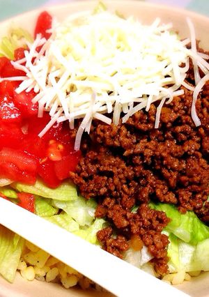 パラパラ卵炒飯でタコライス-レシピのメイン写真