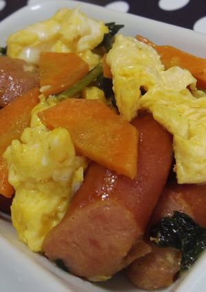 お弁当♡たまご×ウインナーのマヨ醤油炒め-レシピのメイン写真