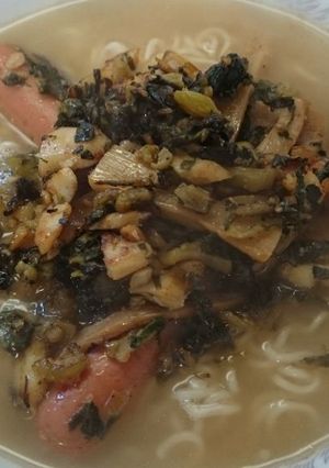 大根葉のごま油炒めの豚骨ラーメン-レシピのメイン写真