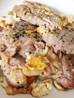 肉厚豚肉の卵炒め-レシピのメイン写真