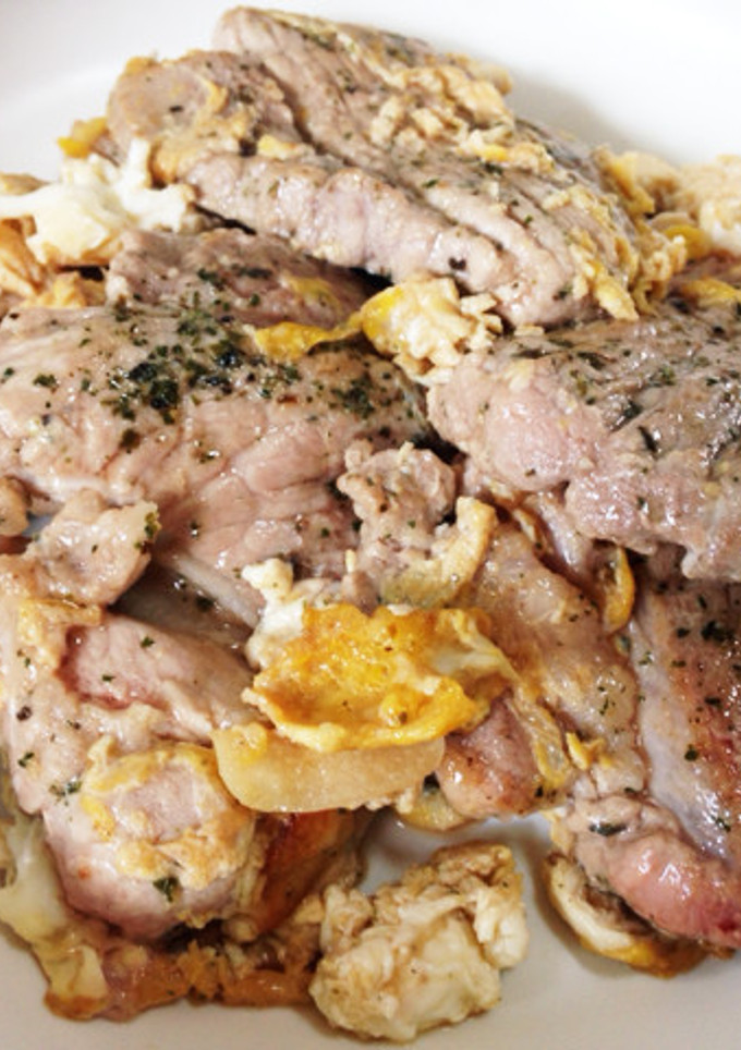 肉厚豚肉の卵炒め-レシピのメイン写真