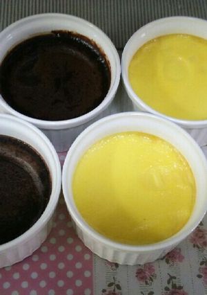プリン生地を普通のプリン&ココア２味に♪-レシピのメイン写真