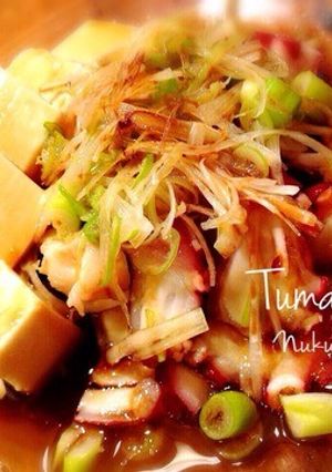 つまみメシ！タコに熱々ごま油ジュっ＆豆腐-レシピのメイン写真