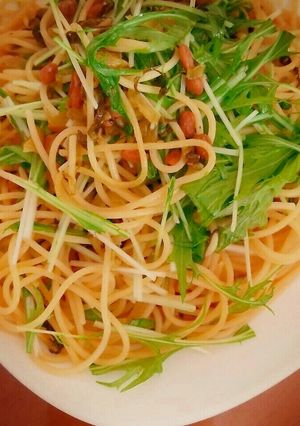 ちゃちゃっと！混ぜるだけ納豆高菜パスタ〜-レシピのメイン写真