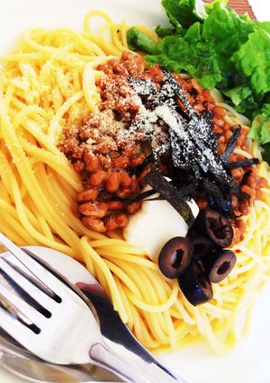 ランチにオススメ、簡単納豆パスタ-レシピのメイン写真
