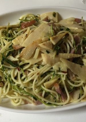 筍と豆苗のぺペロンチーニ風アレンジパスタ-レシピのメイン写真