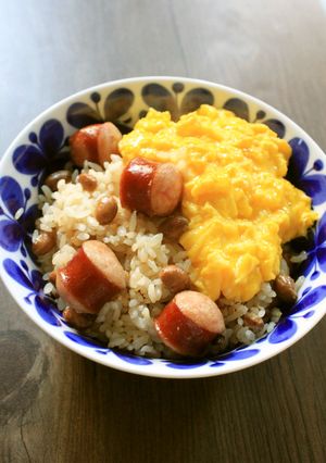 ジョンソンヴィルと豆のガーリックライス-レシピのメイン写真