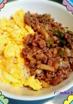 肉味噌そぼろの2色丼♪-レシピのメイン写真