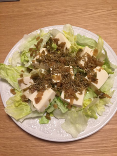 豆腐とレタスの搾菜サラダ-レシピのメイン写真