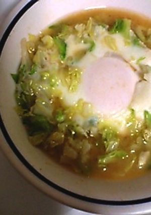 レンジで簡単！キャベツの甘味噌卵とじ煮-レシピのメイン写真