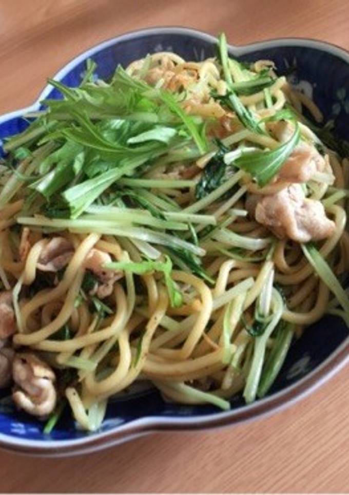 ランチに♡水菜と桜エビの和風焼きそば♡-レシピのメイン写真