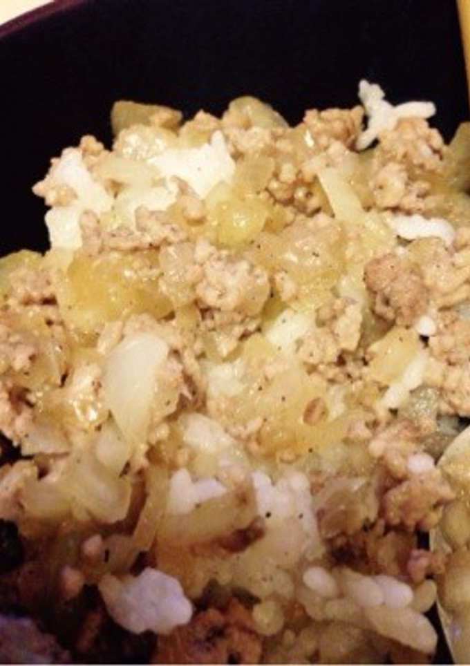 超簡単！ひき肉と玉ねぎ炒め 今日は丼に！-レシピのメイン写真