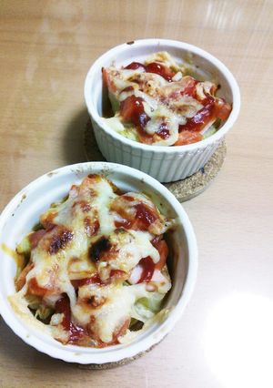 冷蔵庫の残り物とキャベツで即席ココット-レシピのメイン写真
