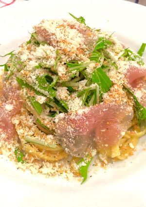 糖質制限パスタ！生ハムのこんがりチーズ-レシピのメイン写真