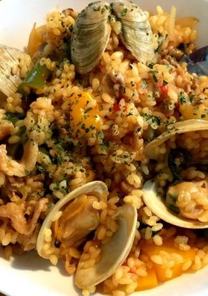 ホンビノス貝と豚肉のパエリア-レシピのメイン写真