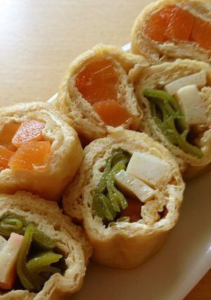 作り置きおかず「うす揚げの野菜巻き煮」-レシピのメイン写真