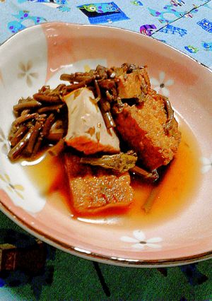 採って来たよ！ワラビの灰汁抜きと厚揚げ煮-レシピのメイン写真