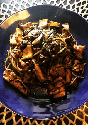 エリンギと豚肉の黒ゴマパスタ AT風-レシピのメイン写真