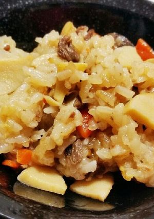 たけのこと牛肉のおこわ☆食べきり1合-レシピのメイン写真