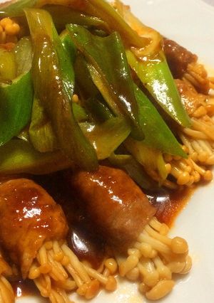 白飯そそる♡豚巻きえのき♡甜麺焼肉だれ-レシピのメイン写真