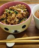 焼おにぎり味簡単小松菜小海老醤油炒飯