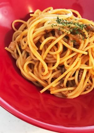 缶詰で簡単ミートソースワンポットパスタ。-レシピのメイン写真