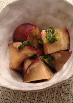 焼きなすの煎り酒蒸し（梅とセロリ葉）-レシピのメイン写真