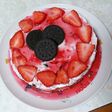 いちごとオレオのレアチーズケーキ♡♡