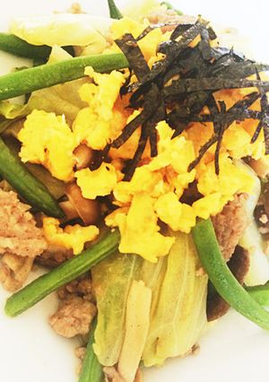 春キャベツと挽肉とインゲン豆の炒め物-レシピのメイン写真