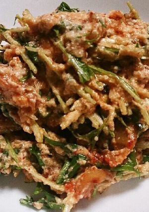 すぐできる！水菜のあかーい和え物♪-レシピのメイン写真