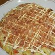 マヨネーズ in でふんわりお好み焼き