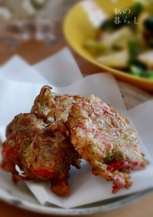 豚小間と紅ショウガのお好み焼風天ぷら-レシピのメイン写真