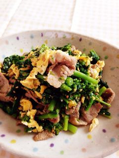 *菜の花と牛肉と卵の中華炒め*-レシピのメイン写真