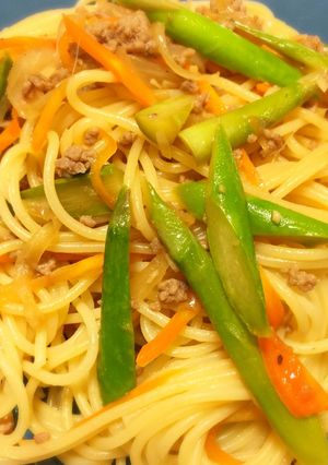 アスパラと挽肉♪バター醤油味のパスタ-レシピのメイン写真