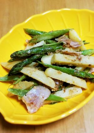 アスパラと新じゃが☆おかかマヨ醤油炒め-レシピのメイン写真