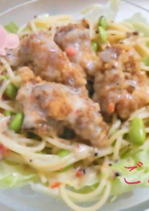 枝豆と唐揚げのサラダパスタ-レシピのメイン写真