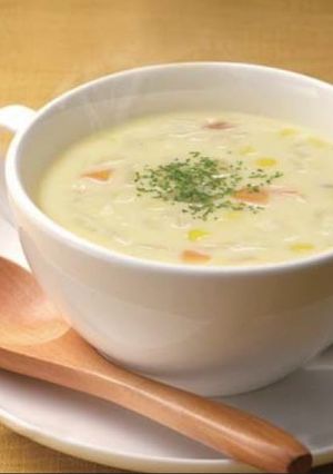 打ち豆入りポタージュスープ【学校給食】-レシピのメイン写真