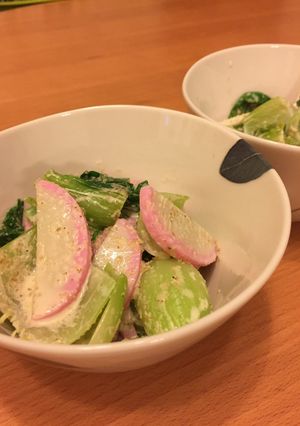 青梗菜とカマボコの胡麻マヨ和え-レシピのメイン写真