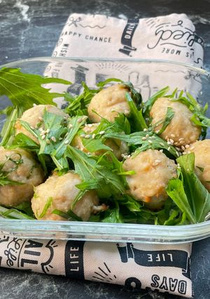 鶏団子の柚子胡椒、水菜和え-レシピのメイン写真