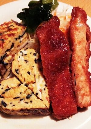 ご飯にあうタレカツ＆ひじき入り玉子焼き♪-レシピのメイン写真