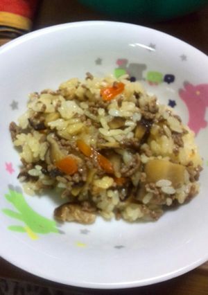 混ぜご飯　椎茸と合挽き肉-レシピのメイン写真