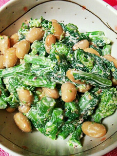 菜の花と大豆のごまマヨマスタードあえ-レシピのメイン写真