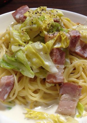 春キャベツとベーコンのクリームパスタ-レシピのメイン写真