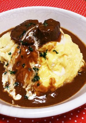 牛タンのデミオムライス-レシピのメイン写真
