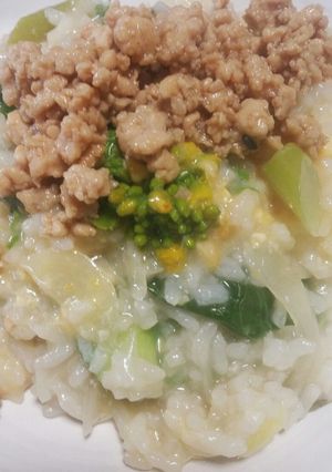 ☆菜の花の雑炊 梅風味鶏そぼろのせ☆-レシピのメイン写真